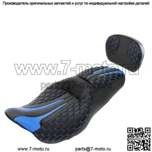 Черно-синее водительское пассажирское сиденье и подушка Sissy Bar подходят для Harley Road Glide 09-23 (для: Harley-Davidson)