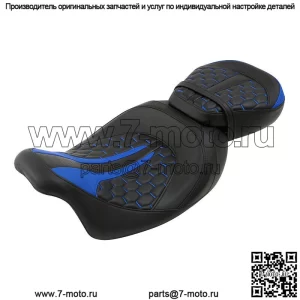Черно-синее водительское пассажирское сиденье, подходящее для Harley Touring Street Road Glide 09-23 (Для: Harley-Davidson)