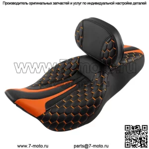 Черно-оранжевое сиденье водителя и пассажира, подушка для водителя, подходит для Harley Road King 09-23 22 (для: Harley-Davidson)