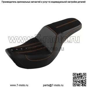 Черное оранжевое сиденье водителя и пассажира, подходящее для Harley Dyna Wide Glide FXDWG 06-17 16 (для: Harley-Davidson)