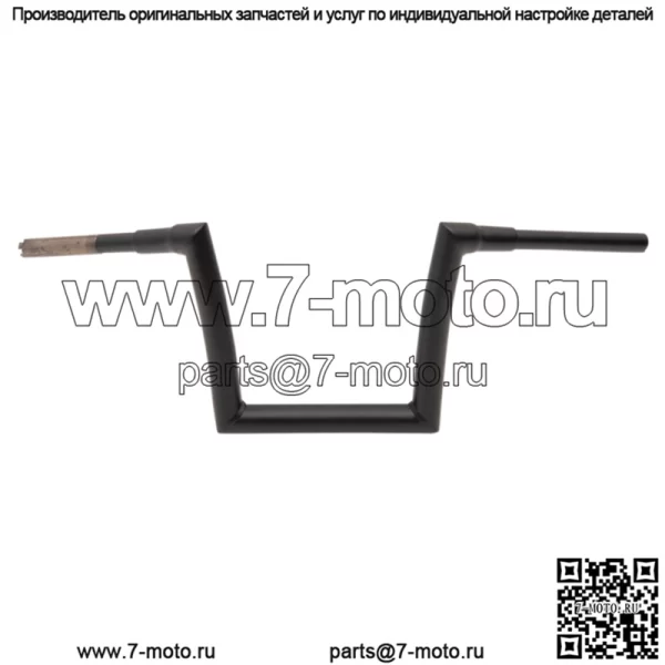 Руль полосовой 1 1/2", подъем 10", черный, плоский 0601-4882