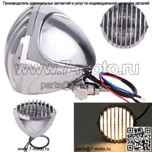 Ребристая решетка фары двигателя подходит для Harley Chopper Bobber Cafe racer Chrome