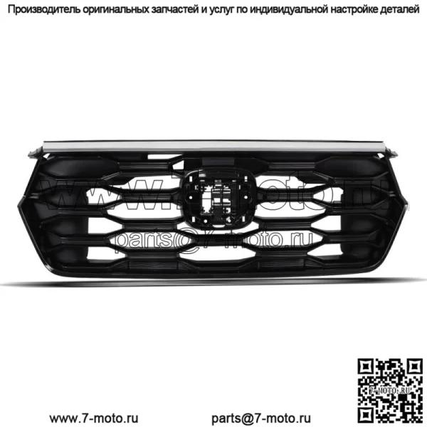 Для Honda Pilot 2023 2024 Передняя верхняя решетка из глянцевого черного пластика с хромированной отделкой