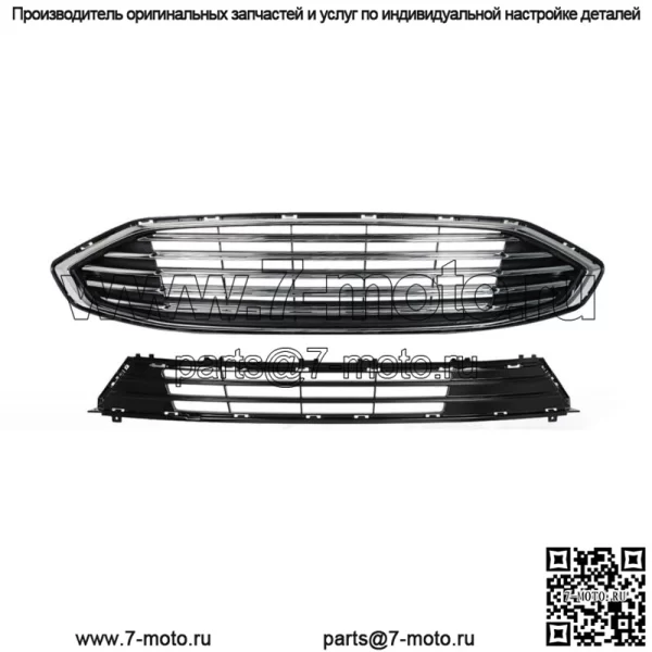 Для Ford Fion 2017-2018 гг. Верхняя и нижняя решетка переднего бампера в сборе, хром