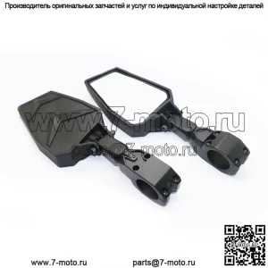 Зеркало заднего вида для внедорожника UTV, боковое зеркало заднего вида, подходит для 1,75-2-дюймового защитного каркаса, внедорожного Polaris RZR 800 900 1000 XP Kawasaki Yamaha Turbo Teryx с черными, оранжевыми, синими, красными вставками (черный)